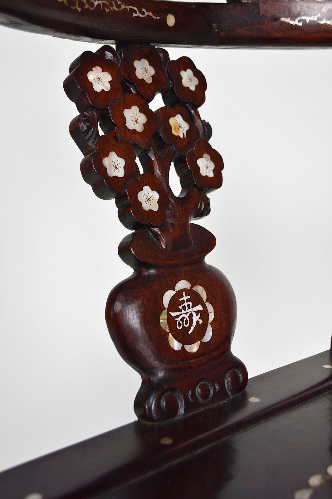 photo buy Asian Carved Inlaid Wood Armchairs, Early 20th Century, Set Of 4
