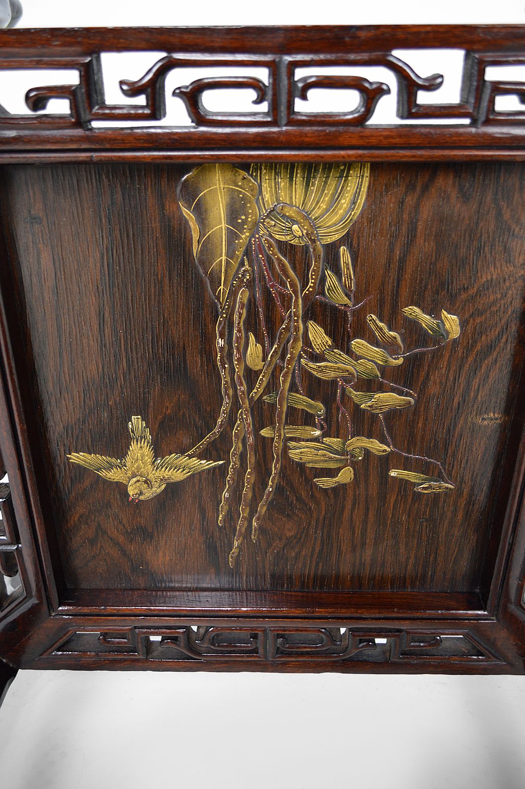 French Japonism Carved Wood & Lacquered Panels Side Table, 1880s photo furniture
