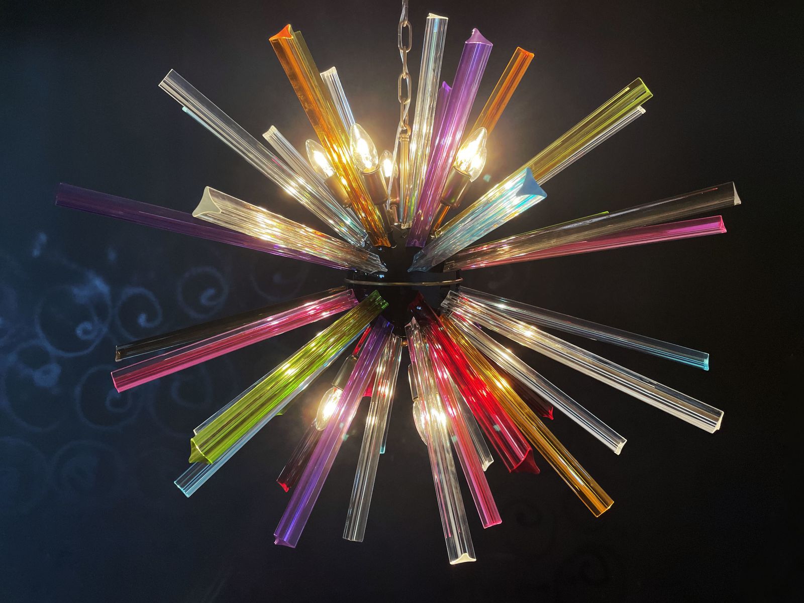 photo vinterior Crystal Prism Sputnik Chandeliers 50 Multicolored Prisms Italiy Murano Chandelier