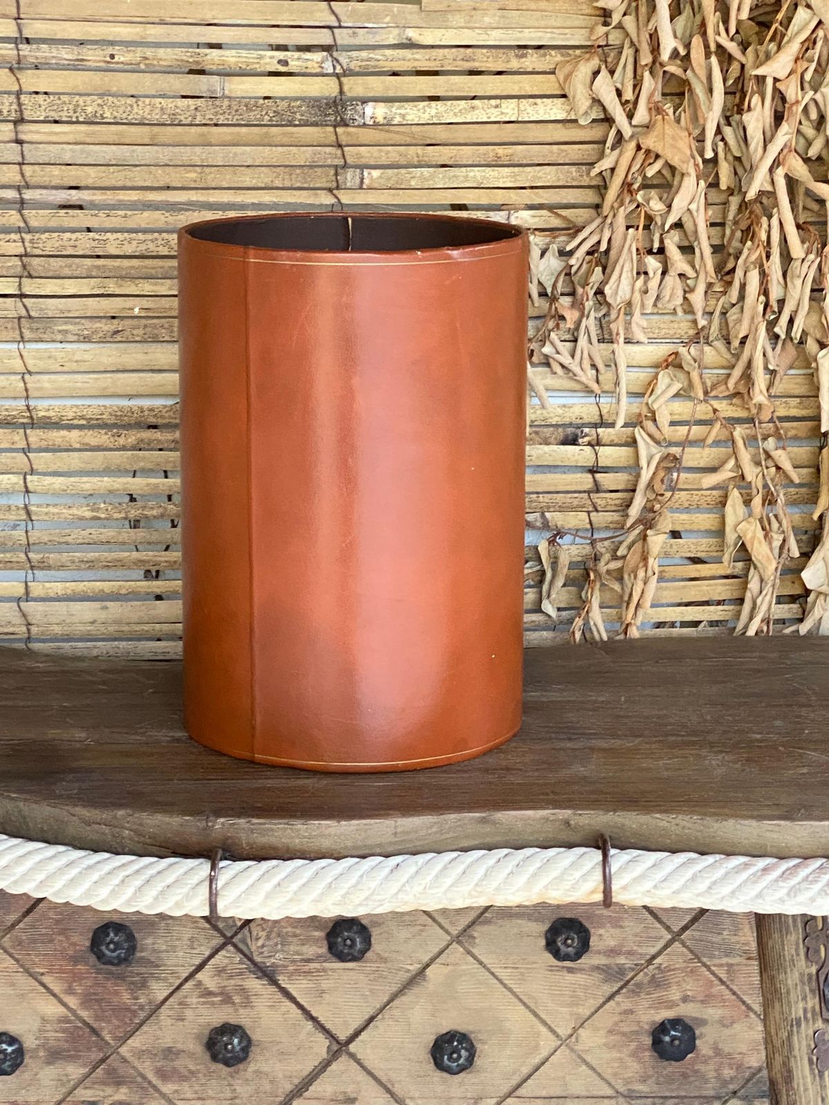 Leather Basket By Lancel Paris, Signed And Made In Italy