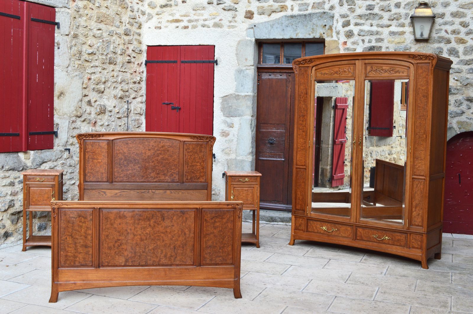 Art Nouveau Carved Bedroom Set, Attributed To Louis Majorelle photo for sale