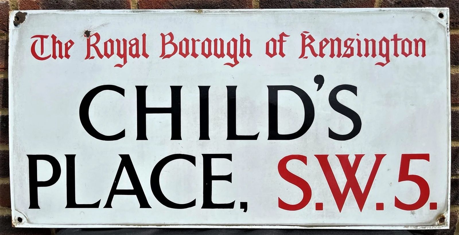 Antique Enamel London Street Sign Childs Place photo furniture