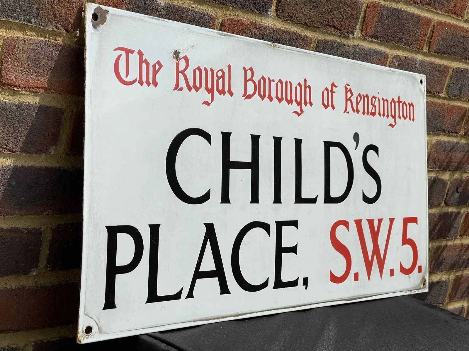 Antique Enamel London Street Sign Childs Place photo 799.0