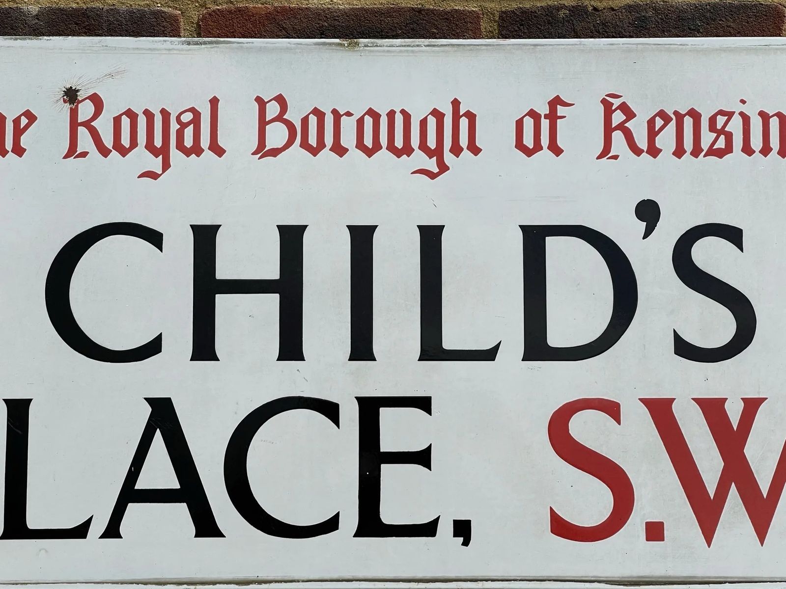 Antique Enamel London Street Sign Childs Place photo vinterior