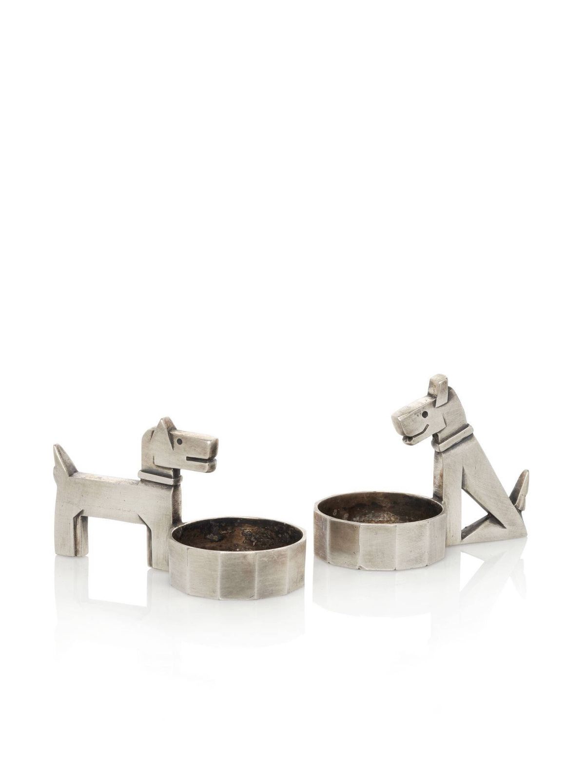 French Christofle Silver Plated 'Ric Et Rac' Art Deco Table Salts Pol Rab