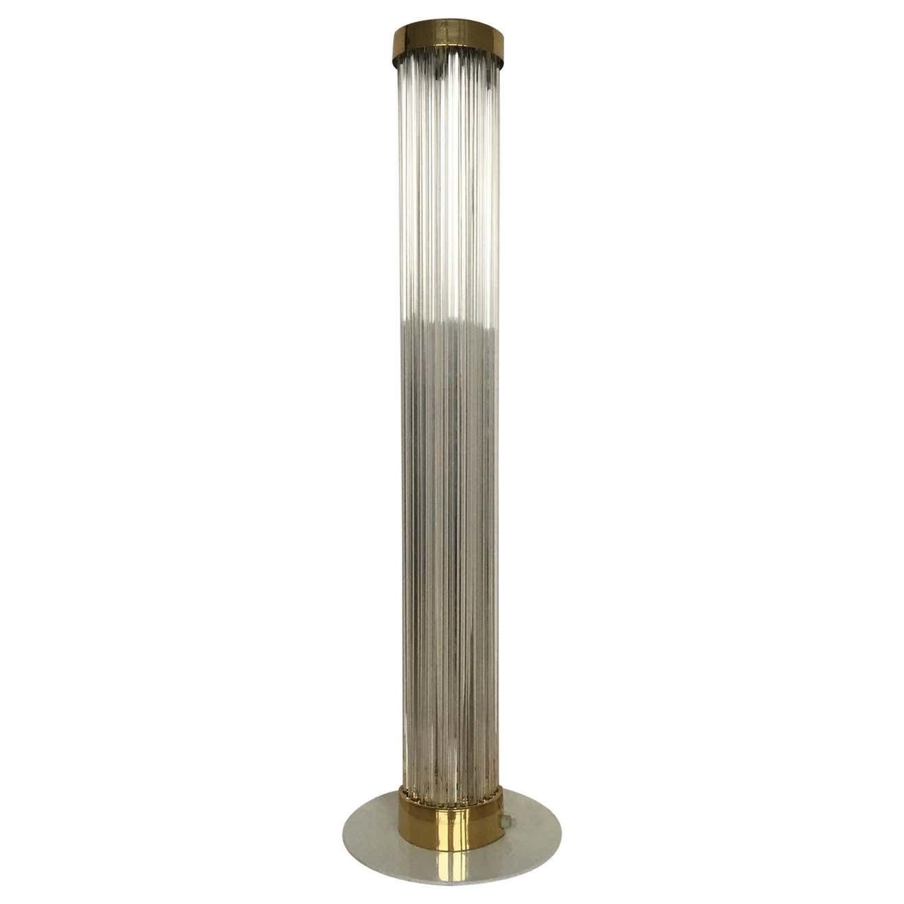 Very Rare Midcentury Glass Brass Floor Lamp Kamenicky Senov/Preciosa, 1960s