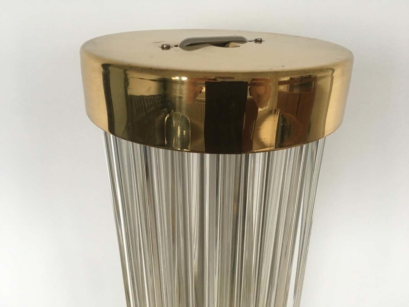 Very Rare Midcentury Glass Brass Floor Lamp Kamenicky Senov/Preciosa, 1960s photo Lighting