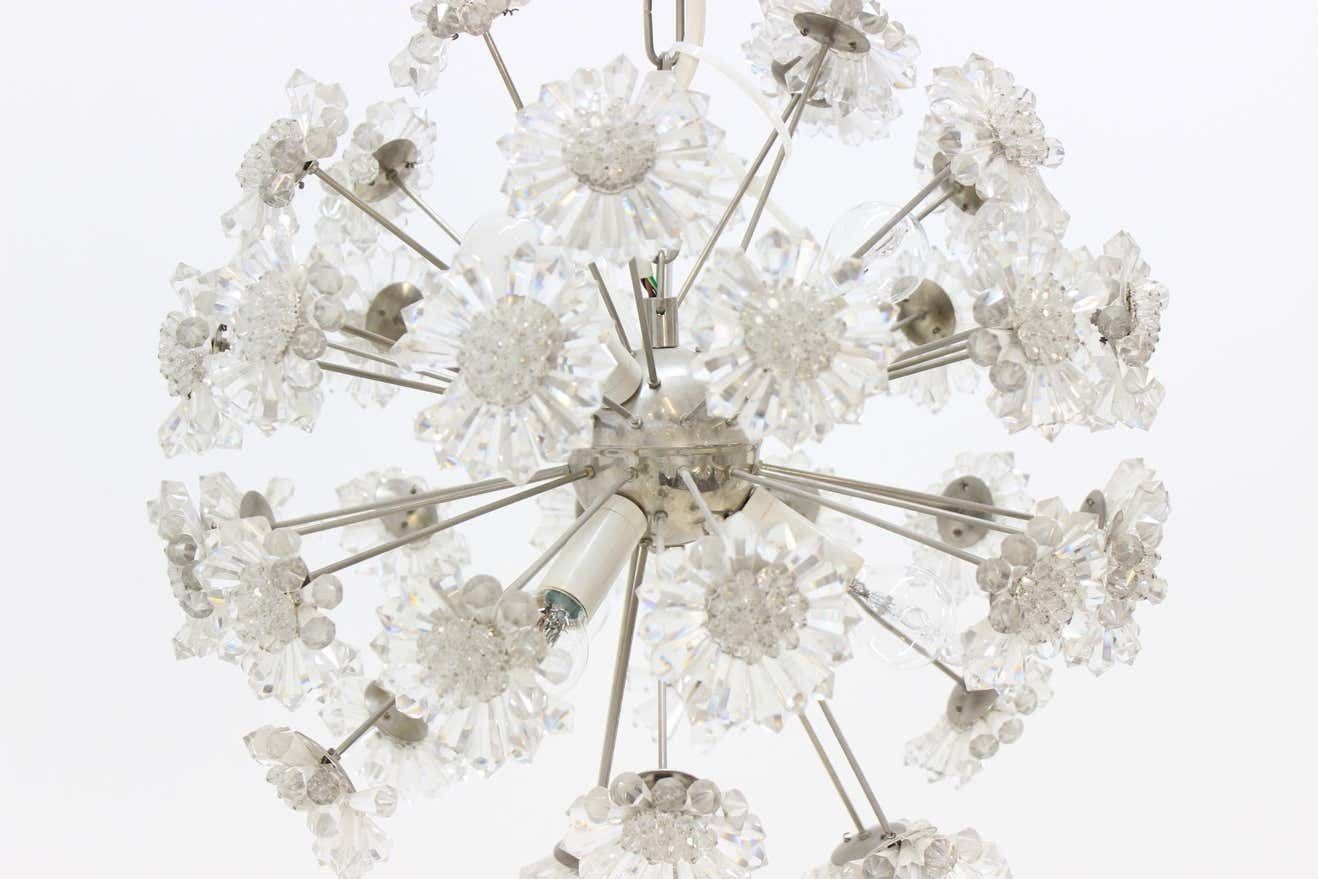 Unique Pair Of Two Emil Stejnar Style Sputnik / Dandelion Chandeliers, 1970s photo vinterior