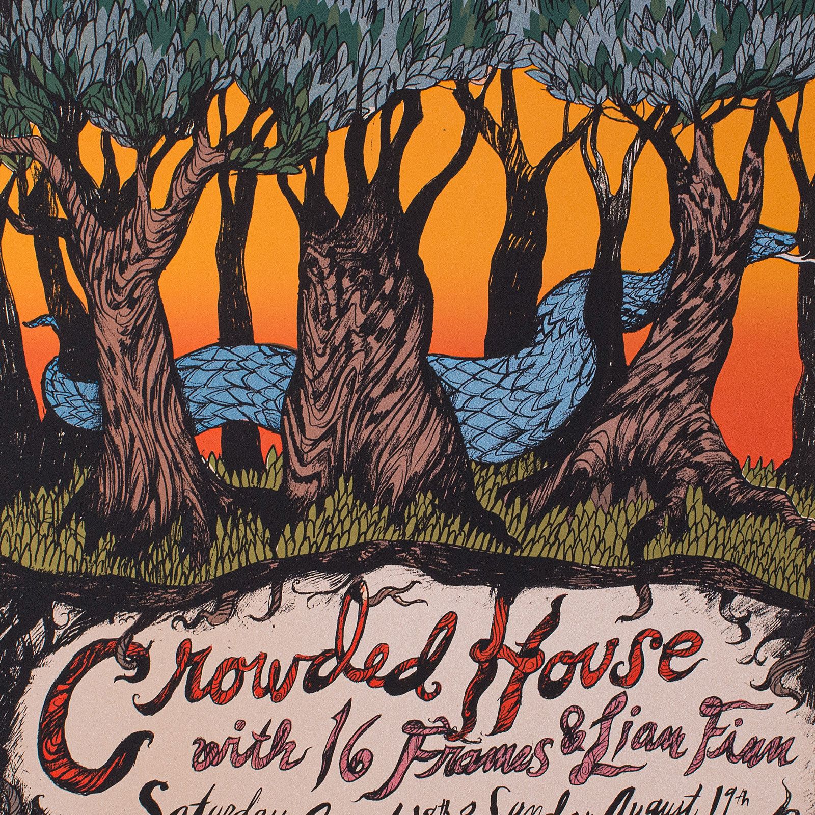 Decorative Concert Screenprint, Crowded House, American, Art Poster, Signed photo vinterior