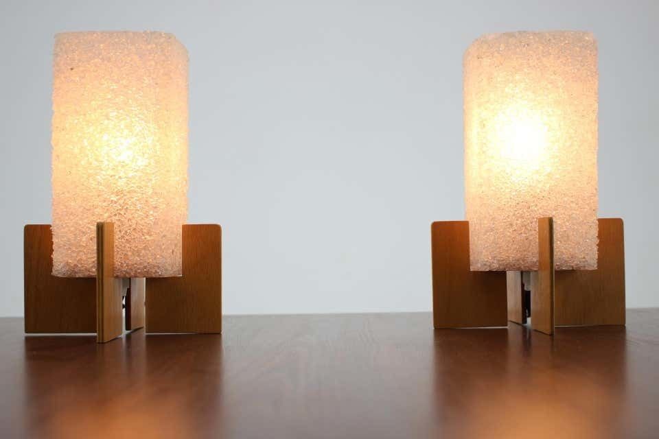 Pair Of Midcentury Space Age Table Lamps "Rockets" By Pokrok Zilina 1970s