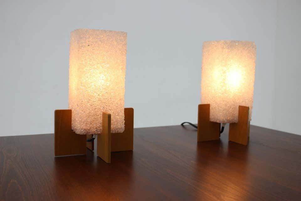 Pair Of Midcentury Space Age Table Lamps "Rockets" By Pokrok Zilina 1970s photo for sale