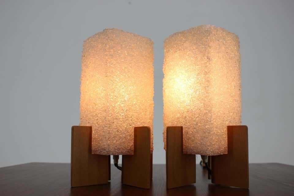Pair Of Midcentury Space Age Table Lamps "Rockets" By Pokrok Zilina 1970s photo vinterior