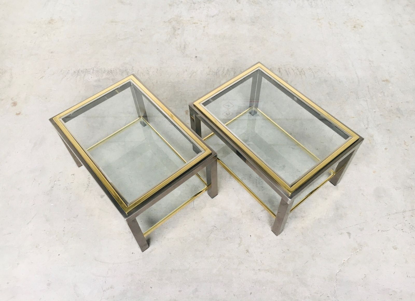 Willy Rizzo Stijl Design Bijzettafelset, Jaren 1970 – Tweelaags, Set Van 2 photo Meubels