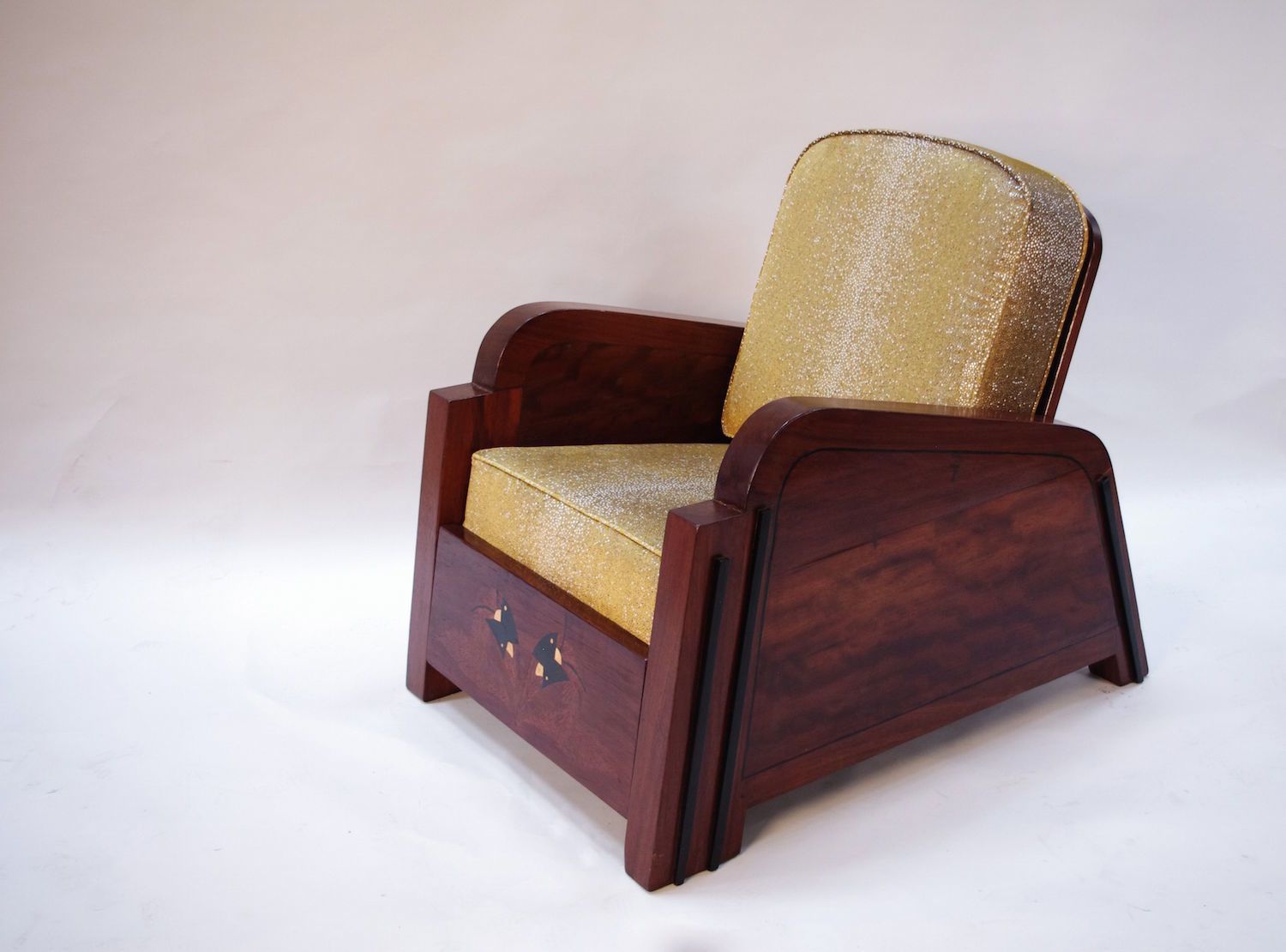 Pair Of Art Deco Armchairs With Shagreen Style Trim, Circa 1930 photo for sale
