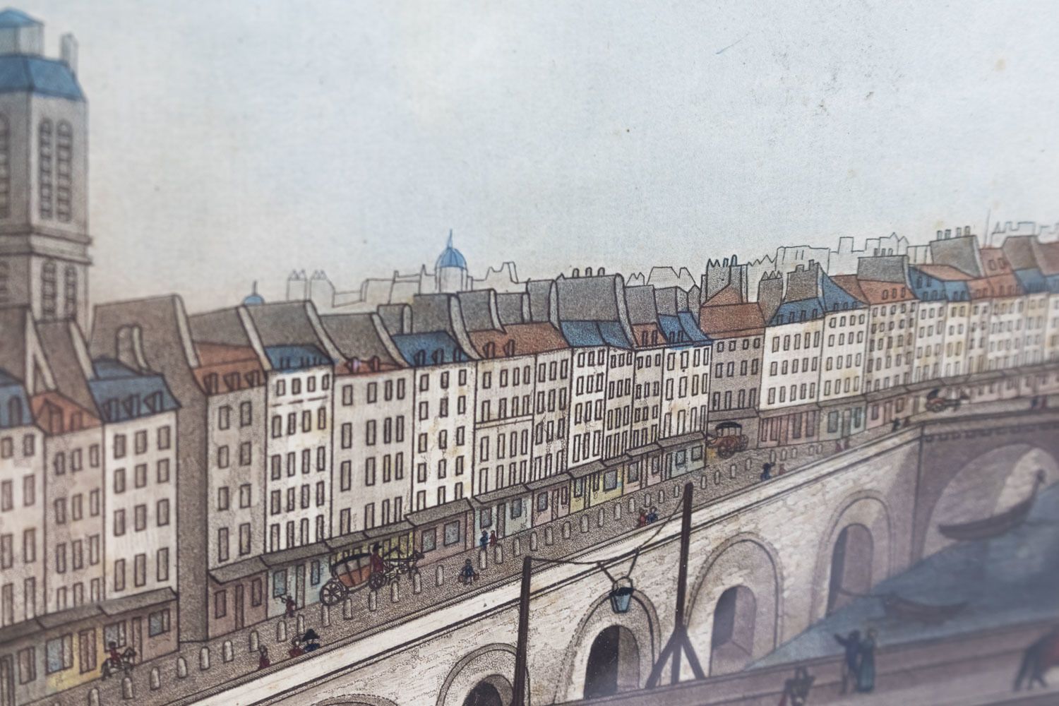 Coqueret, View Of Paris N°12, Colour Print, Early 19th Century photo furniture