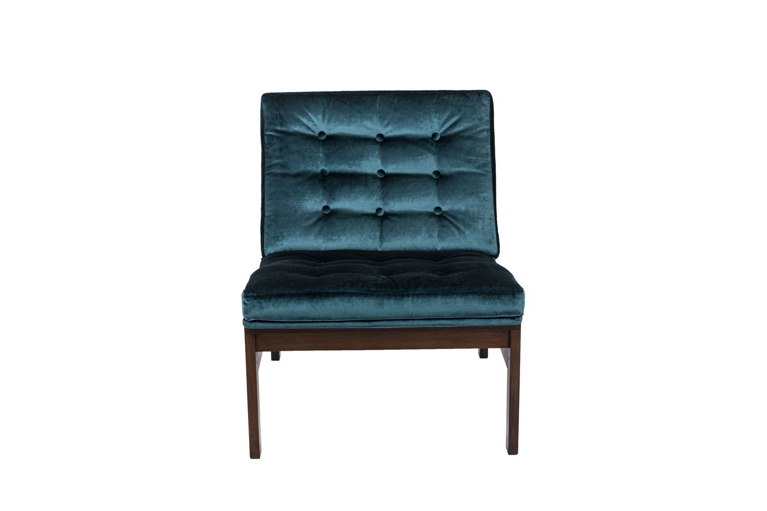 France & Søn, Danish Low Chair In Rosewood And Blue Velvet, 1962 photo furniture