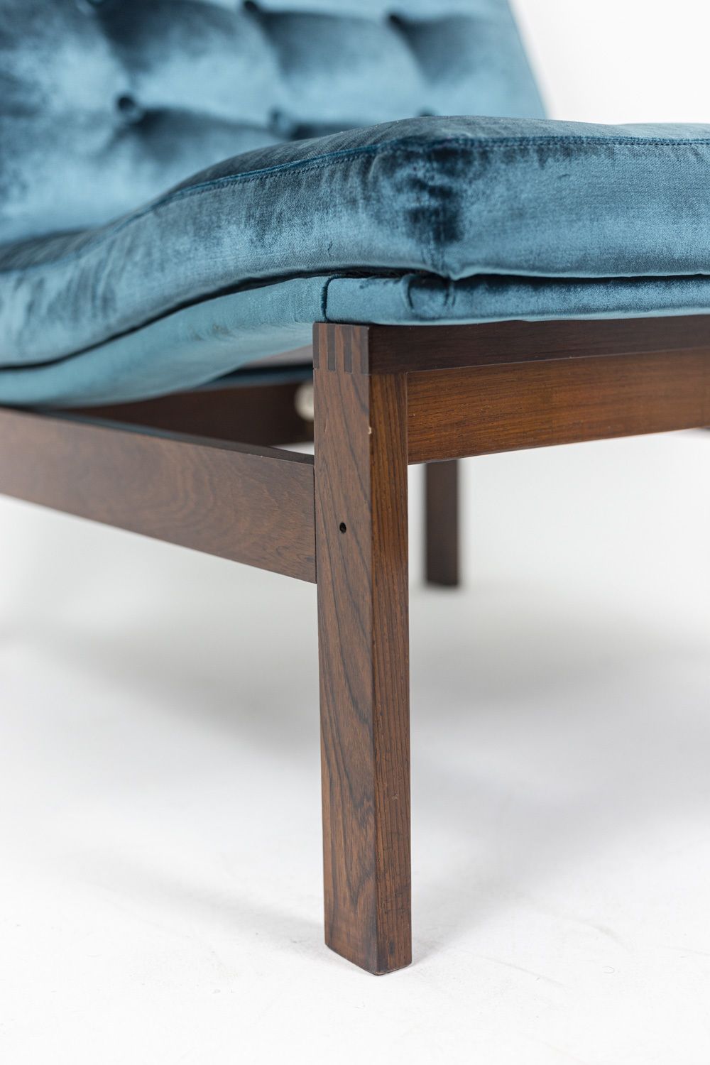 France & Søn, Danish Low Chair In Rosewood And Blue Velvet, 1962 photo vinterior