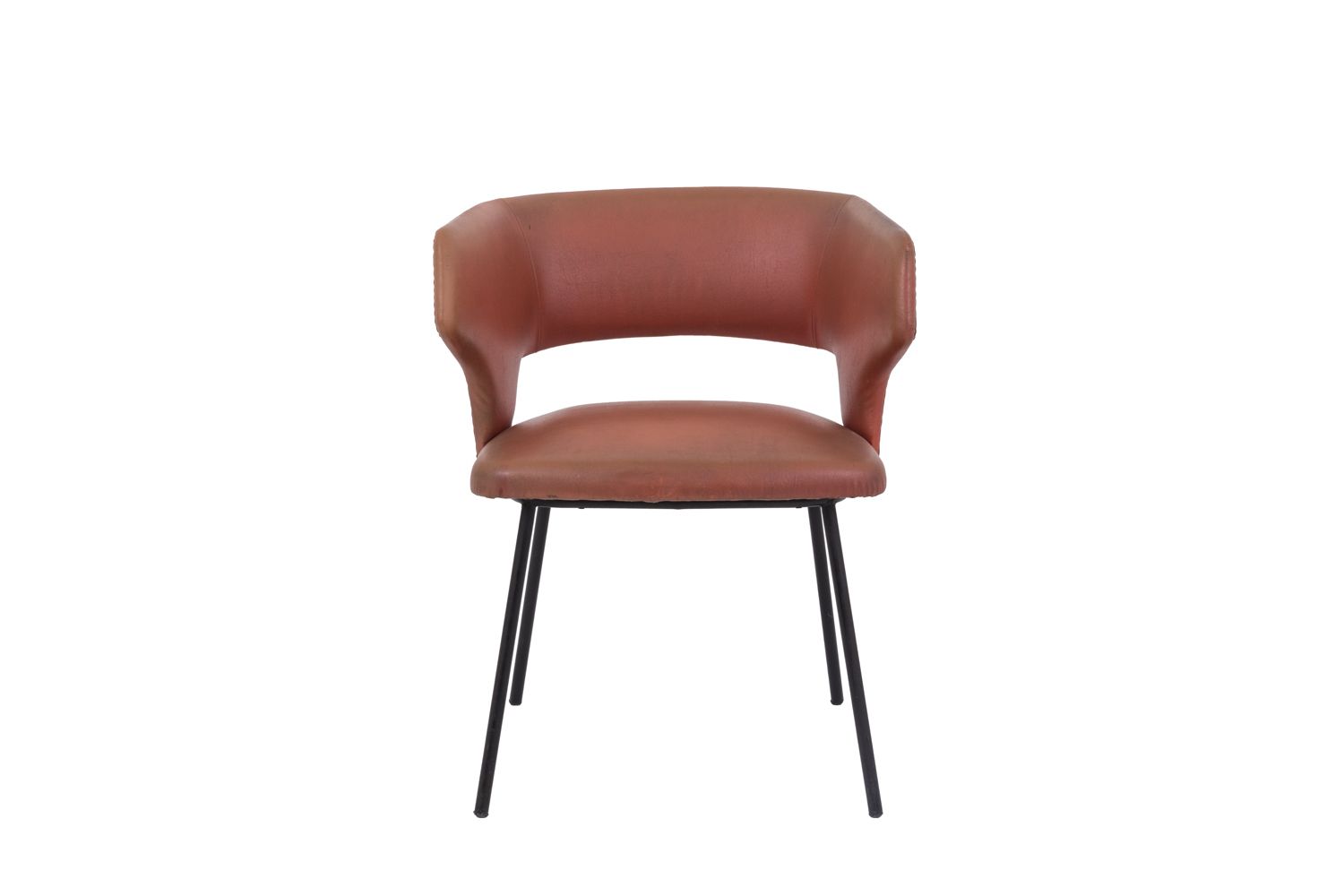 Orange Leatherette And Black Lacquered Metal Armchair, 1950s photo furniture
