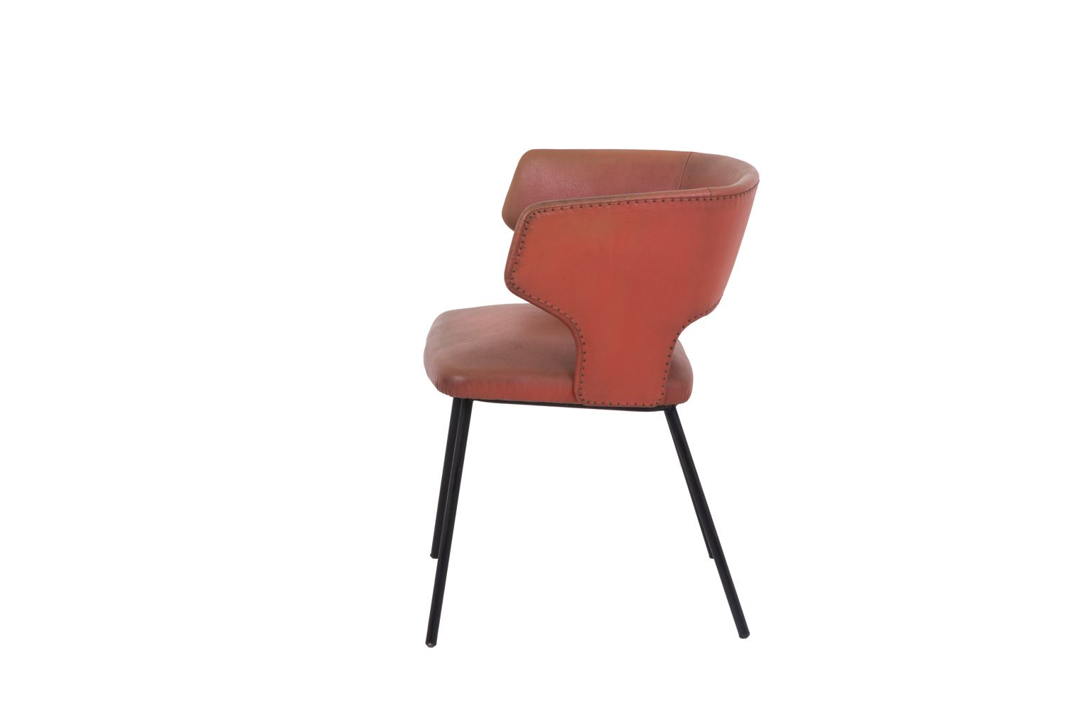 Orange Leatherette And Black Lacquered Metal Armchair, 1950s photo Furniture