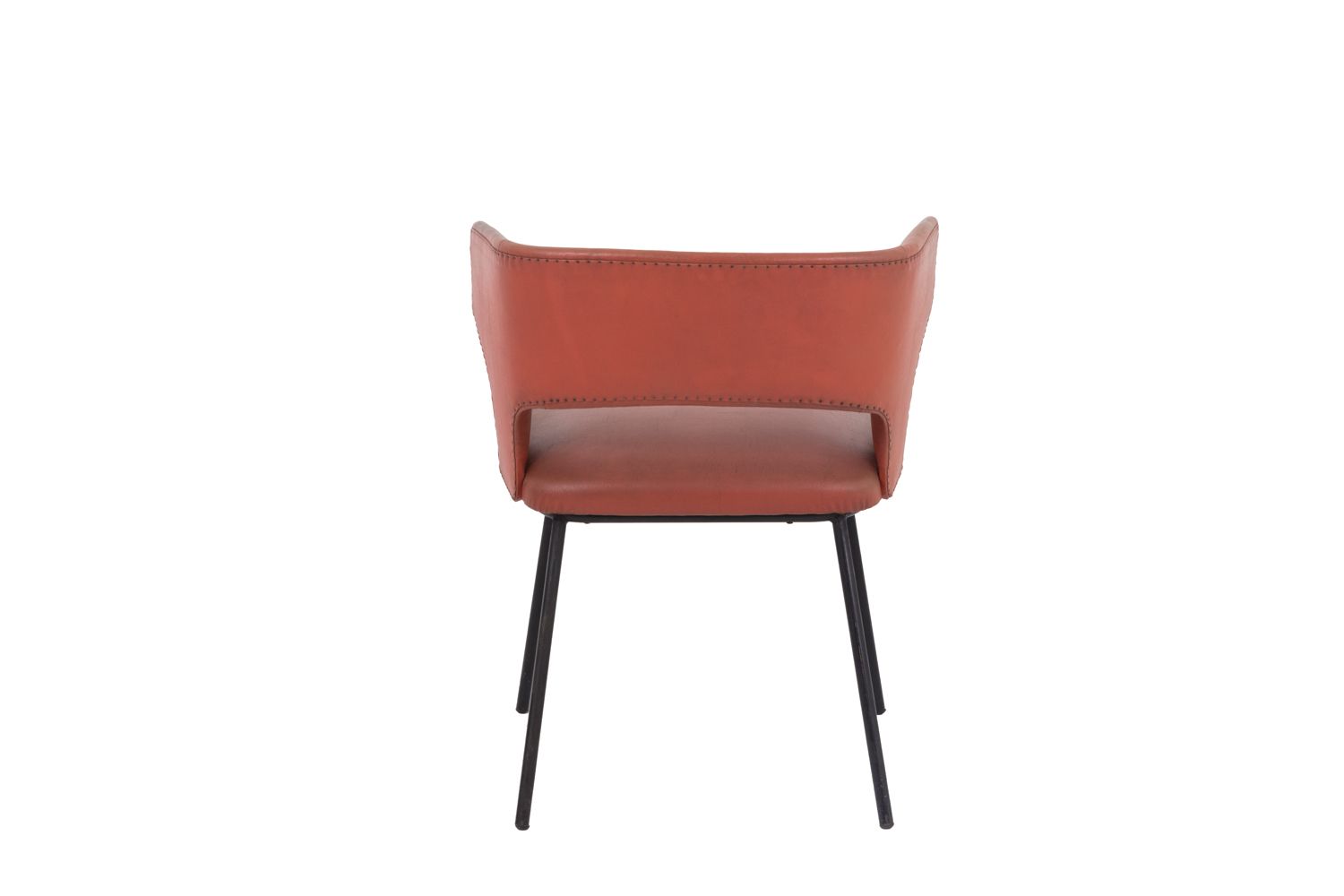 Orange Leatherette And Black Lacquered Metal Armchair, 1950s photo 633.0