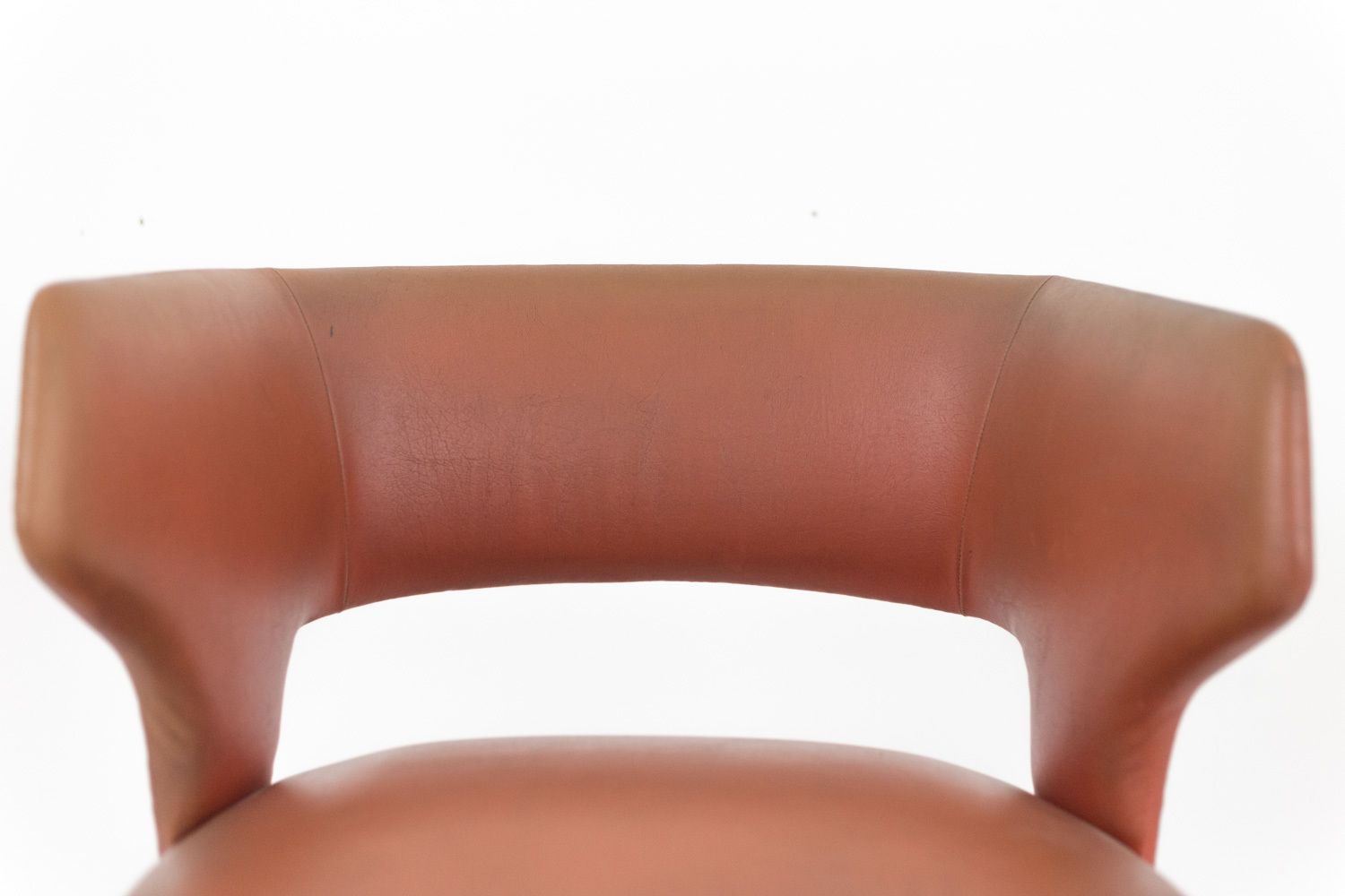 Orange Leatherette And Black Lacquered Metal Armchair, 1950s photo vinterior