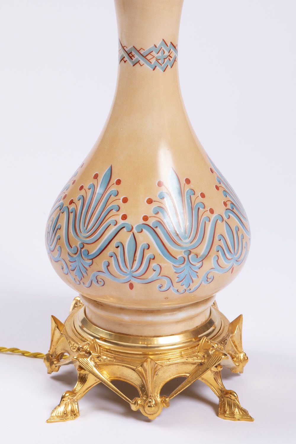 Pair Of Opaline Lamps With Gilt Bronze Neo Gothic Style Circa 1890 photo Lighting