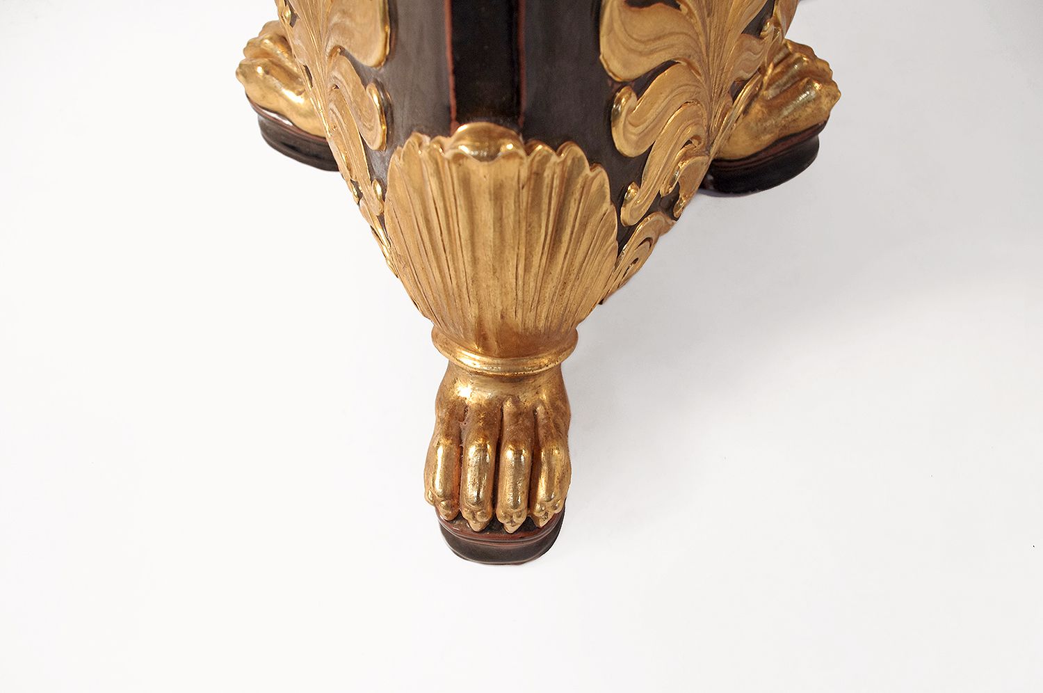 Pair Of Restoration Style Torches In Black And Gilded Earthenware Circa 1950 photo vinterior