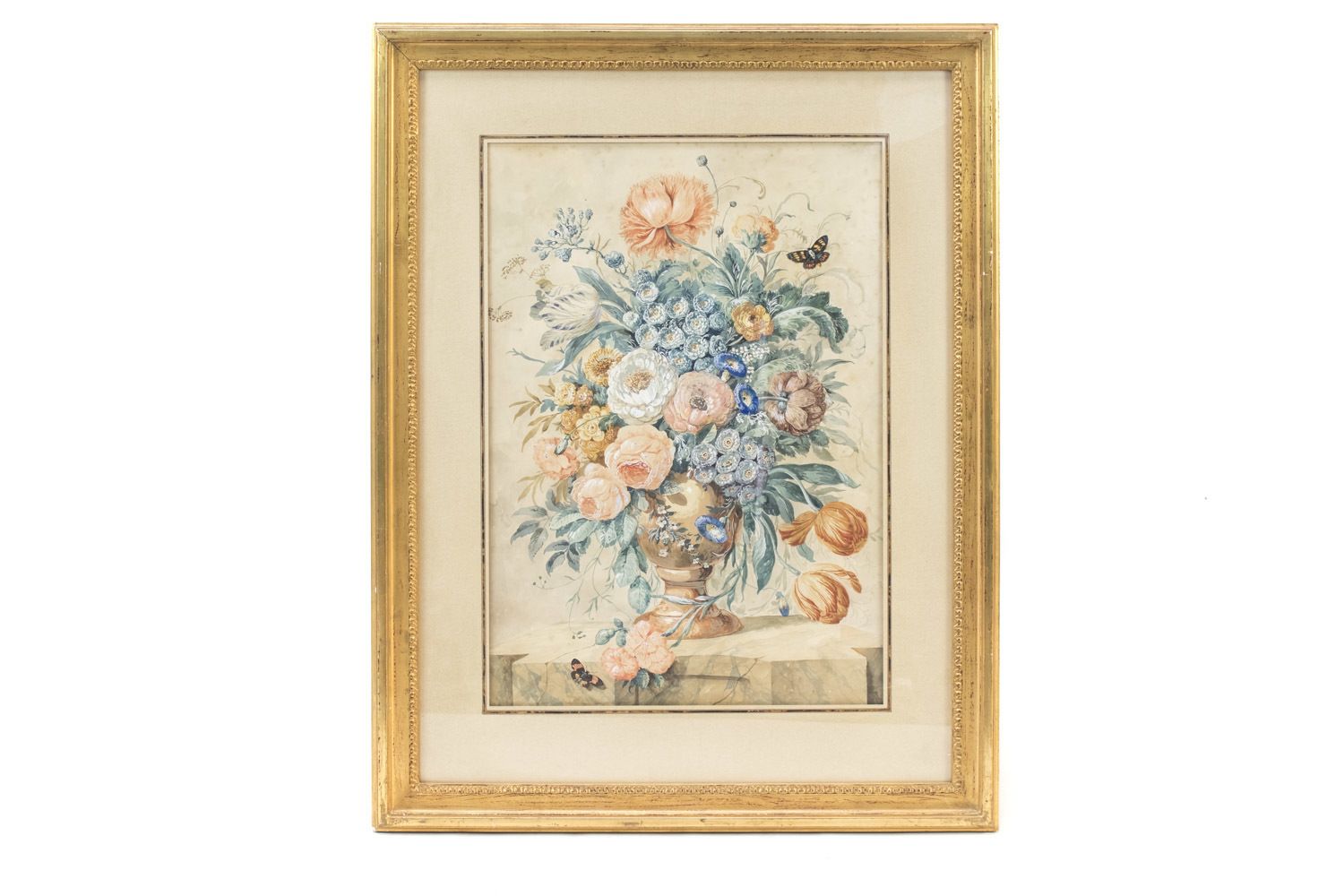 Pair Of Gouaches With Bouquets Of Flowers, Late 19th Century photo for sale