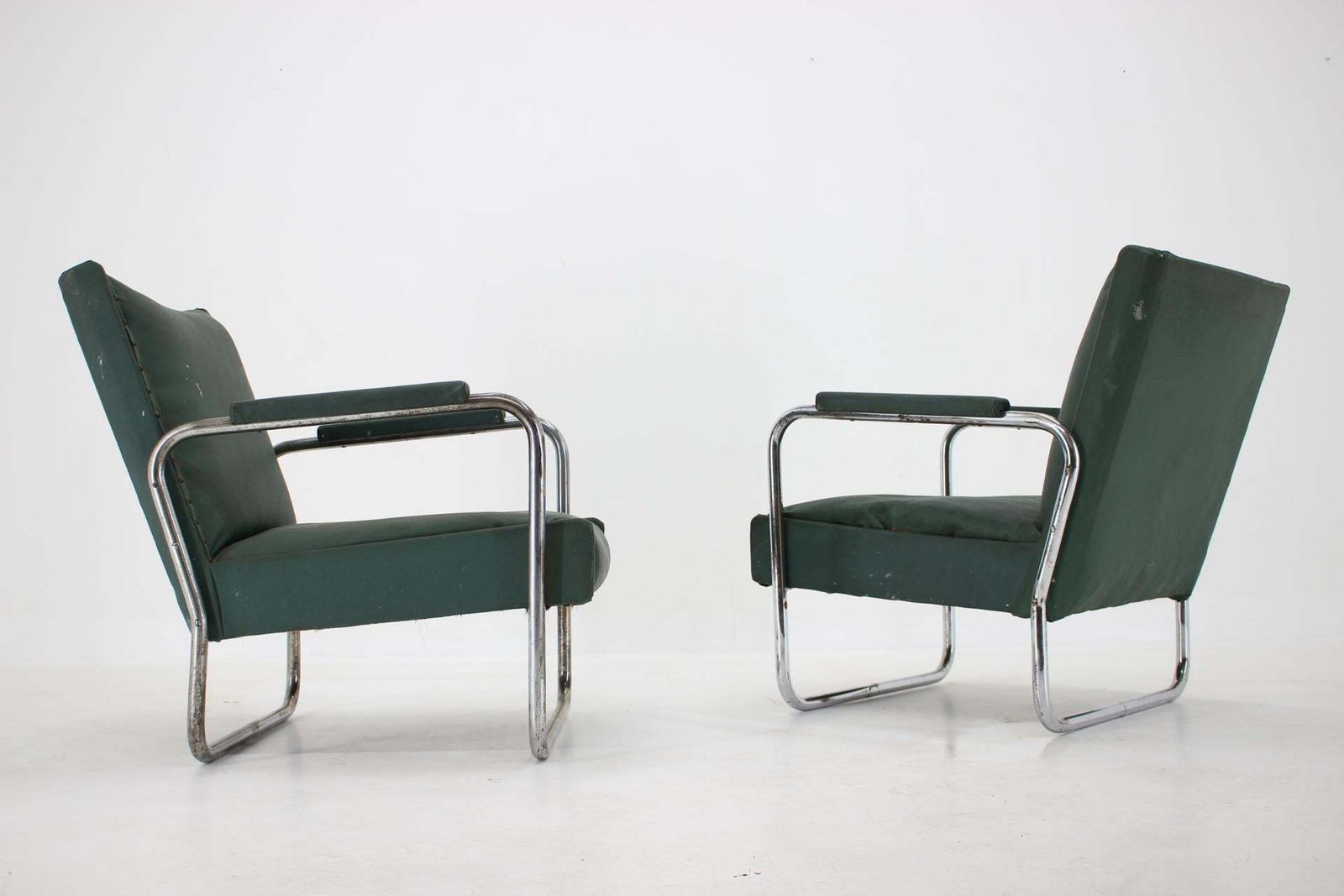 Early Pair Of Bauhaus Chrome Armchairs Kf 406 By Walter Knoll For Thonet 1930s