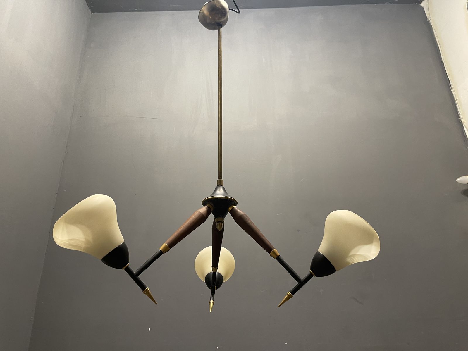 Stilnovo Opaline Glass Chandelier 1950’s photo furniture