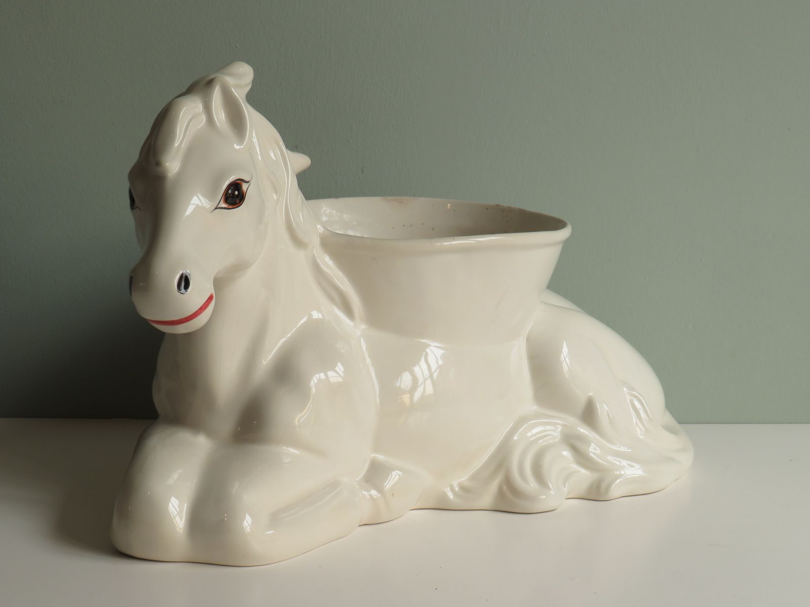 Large Planter In White Glazed Ceramic, 1950s photo 240.0