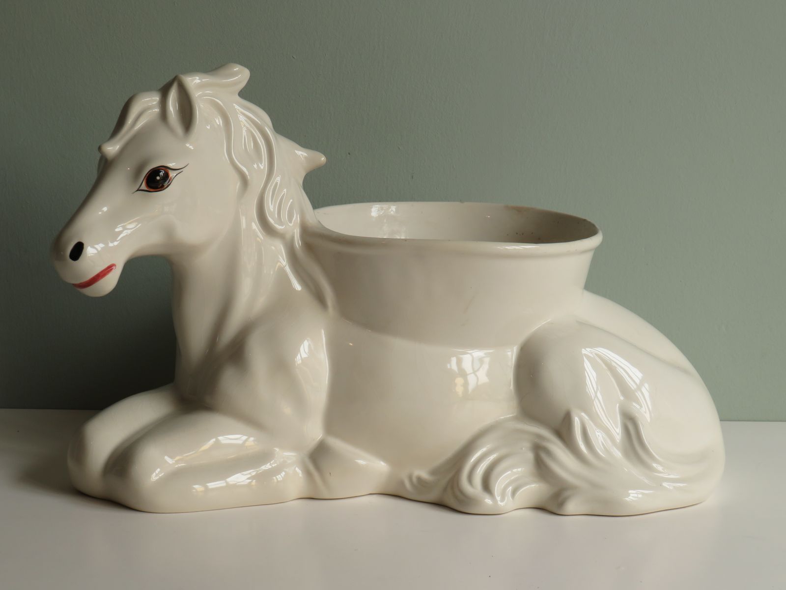 Large Planter In White Glazed Ceramic, 1950s photo for sale