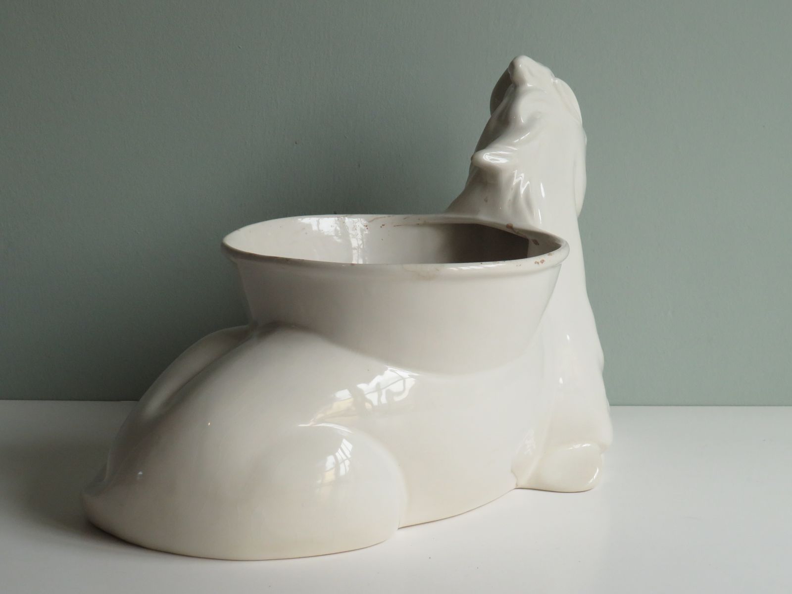 photo for sale Large Planter In White Glazed Ceramic, 1950s