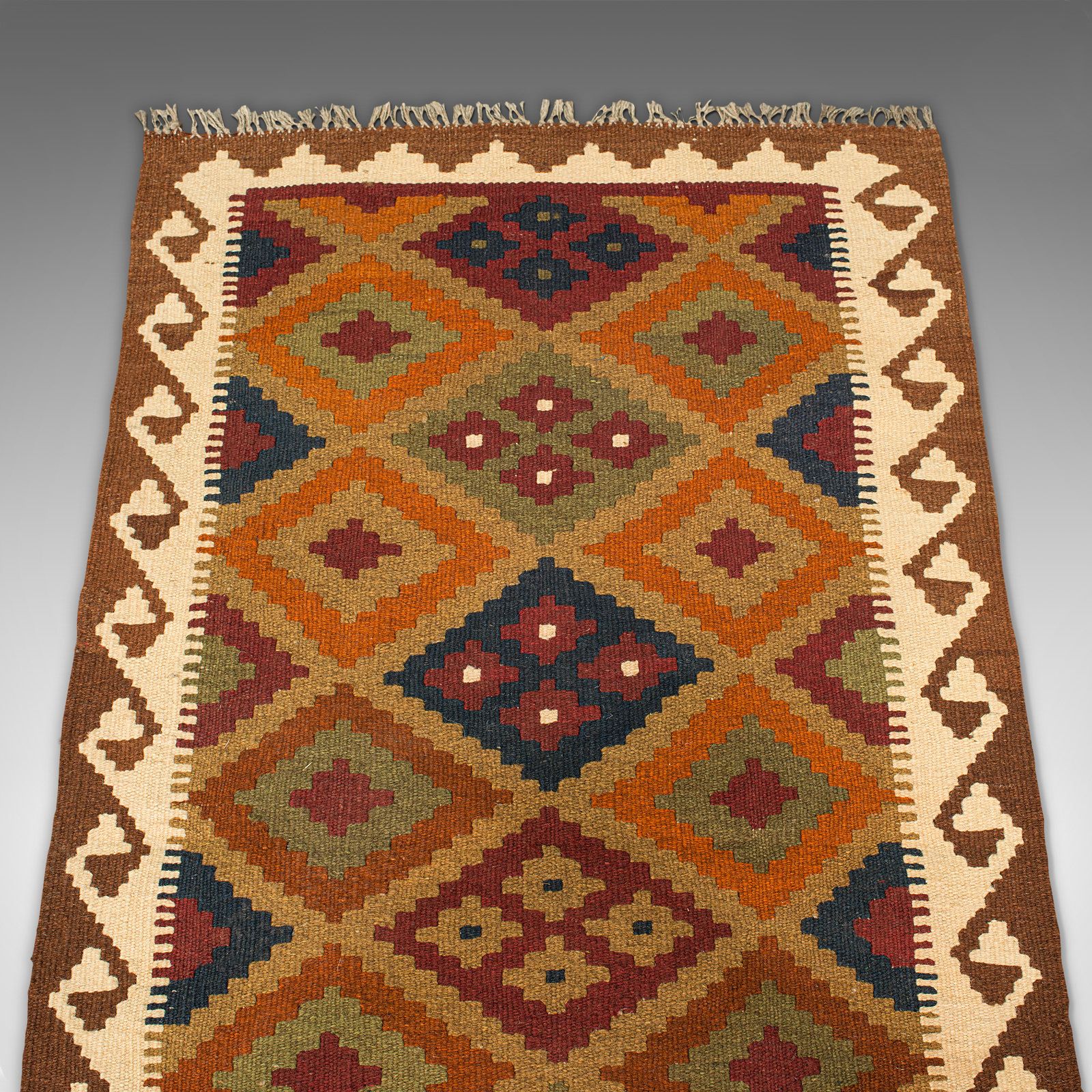725.0 Long Vintage Maimana Kilim Runner, Caucasian, Decorative Carpet, Hallway Rug photo