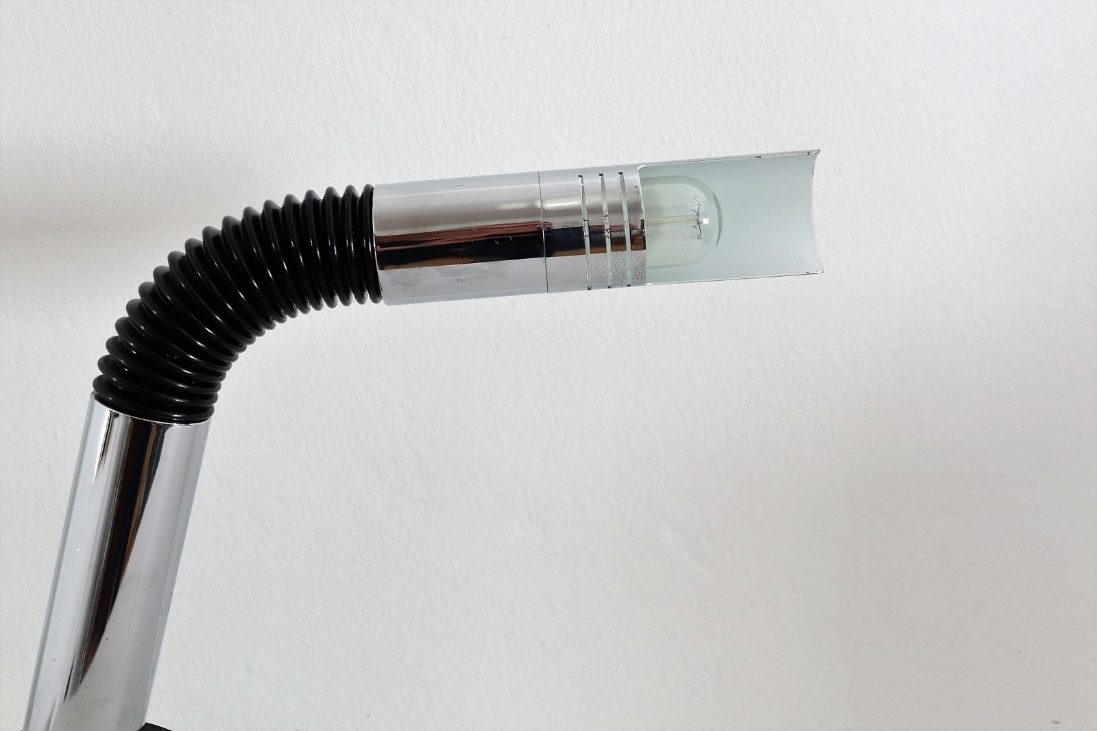 Italian Midcentury Desk Lamp In Chrome, Cast Iron With Swivel Arm By Mario Bellini For Targetti, 1970s photo 1071.3600000000001