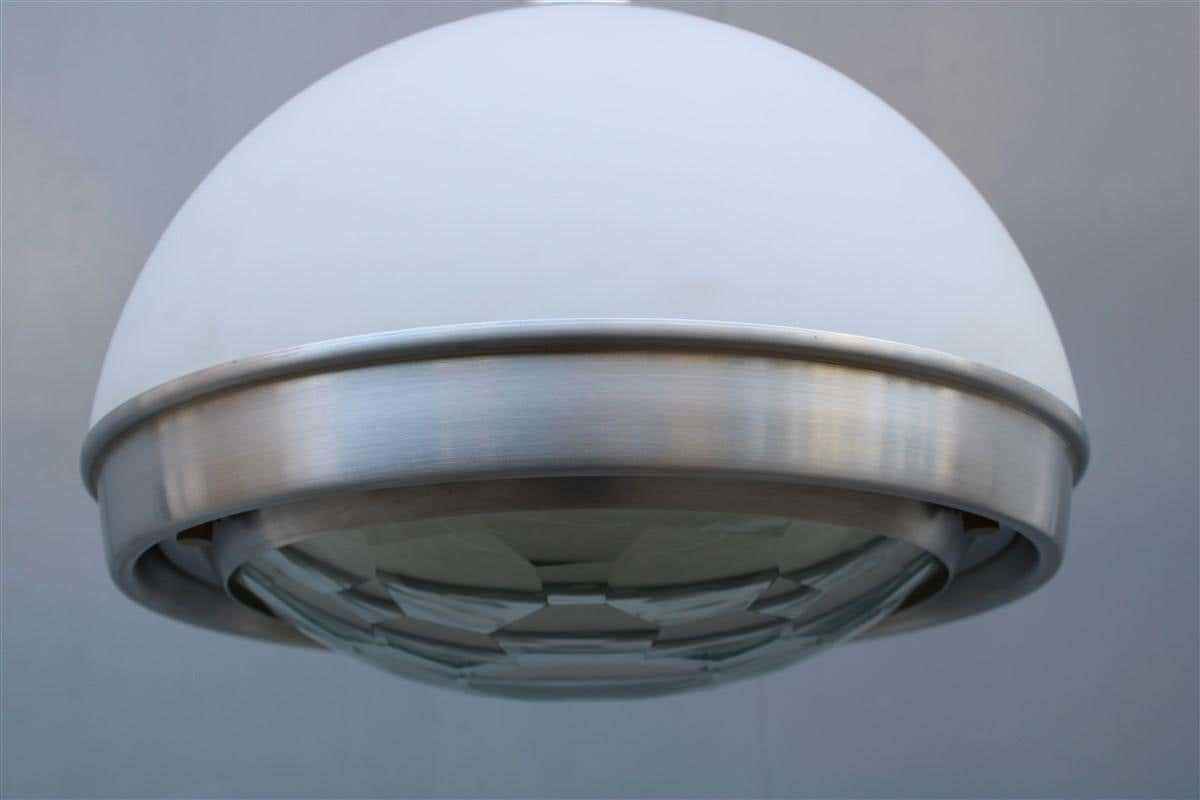 photo for sale Pia Guidetti Crippa Chandelier For Lumi Italian Design White Silver Diamond Lens