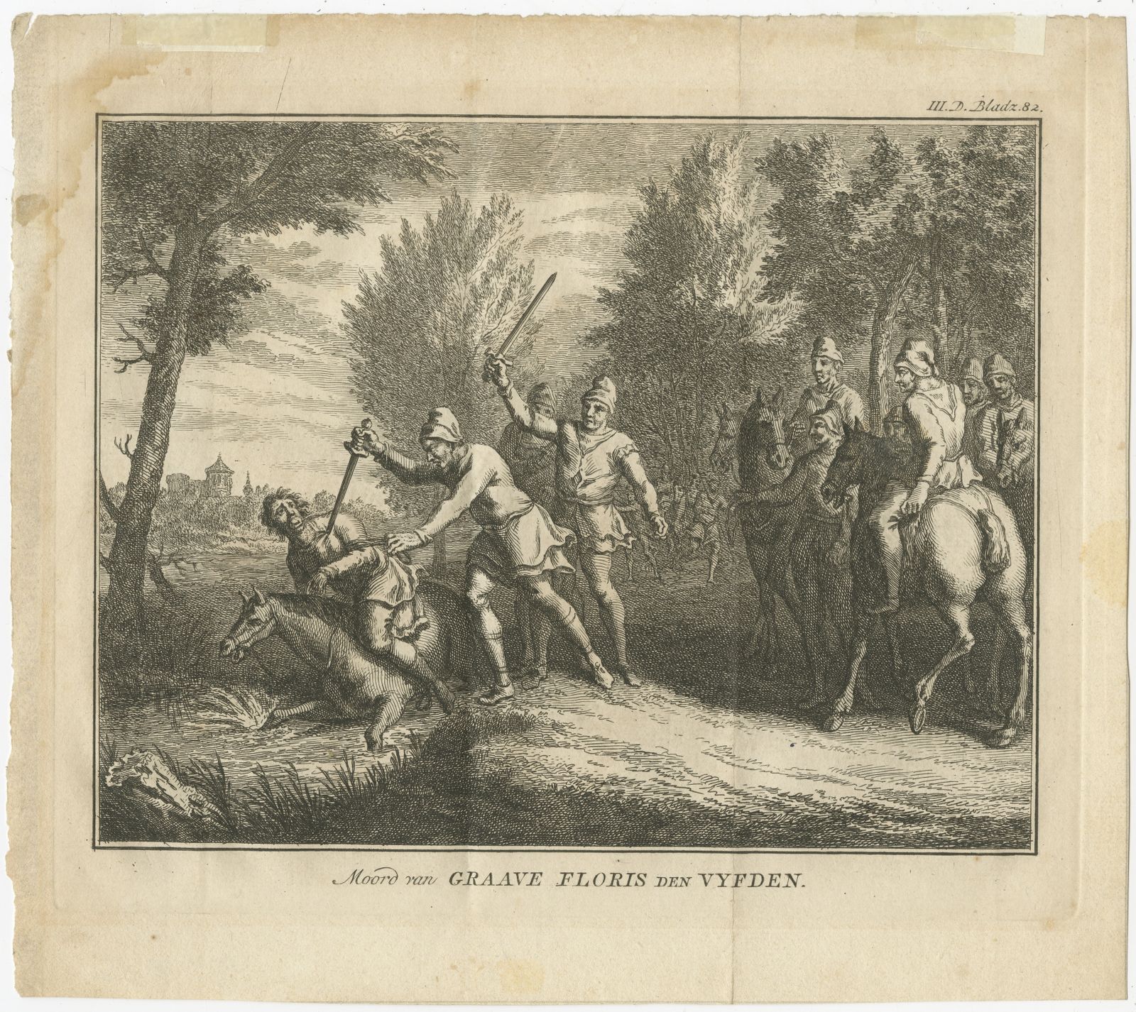 Antique Print Of The Murder Of Floris V (C.1760)