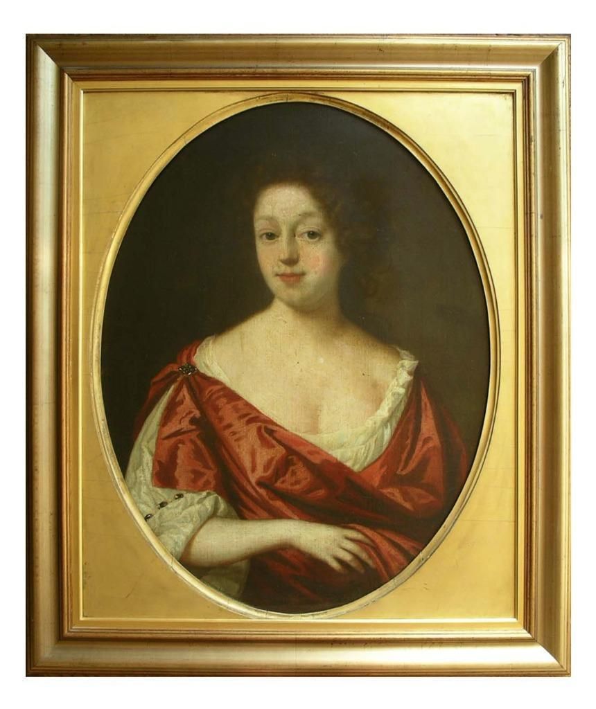 Fine 17th 18th C Large Oil Portrait Painting Of Lady Circle Of Charles D'agar