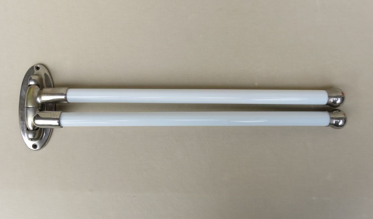 Nickel Plated And White Glass Towel Racks, France, 1920s
