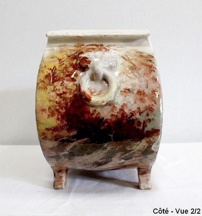 Home Decor Painted Ceramic Planter, Signed E Gilles 19th photo