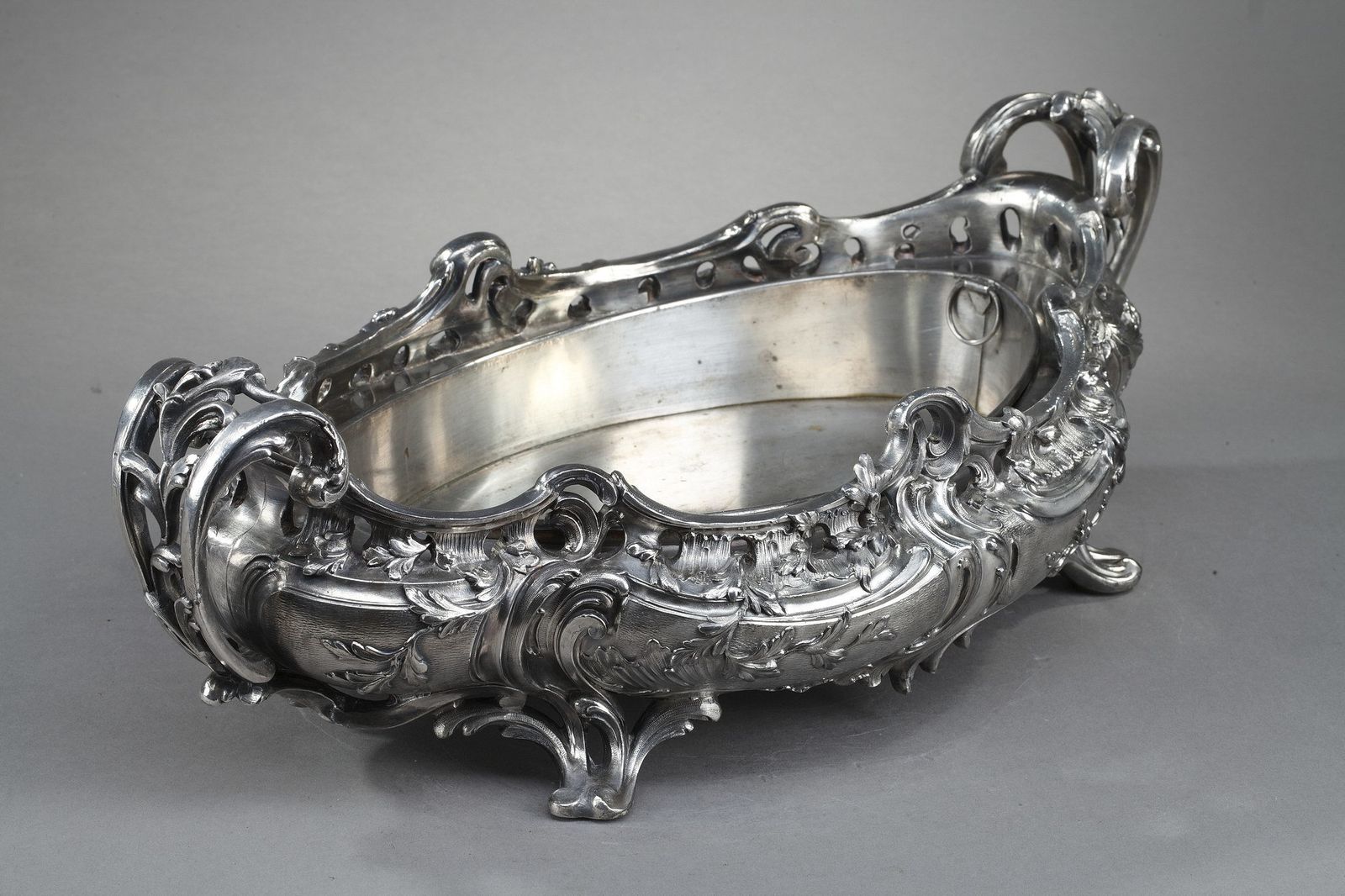 Silver Plated Bronze Jardinière In The Louis XV Style, 19th Century photo buy