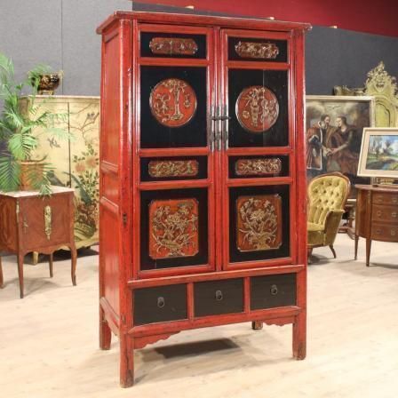 Chinese Wardrobe In Lacquered Wood