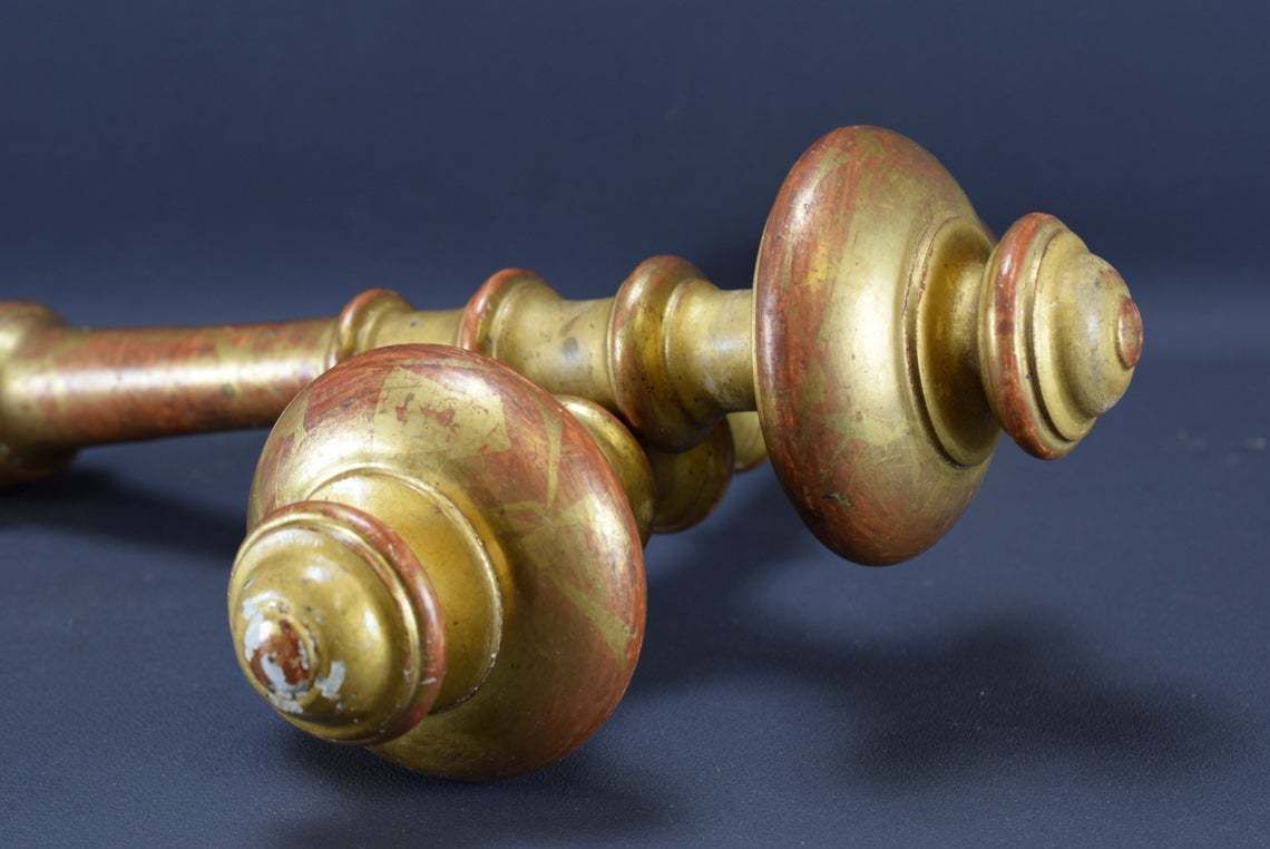 photo for sale Xxl Pair Of French Gilt Wood Curtain Rod Holder Brackets Drapery Rod Holdbacks
