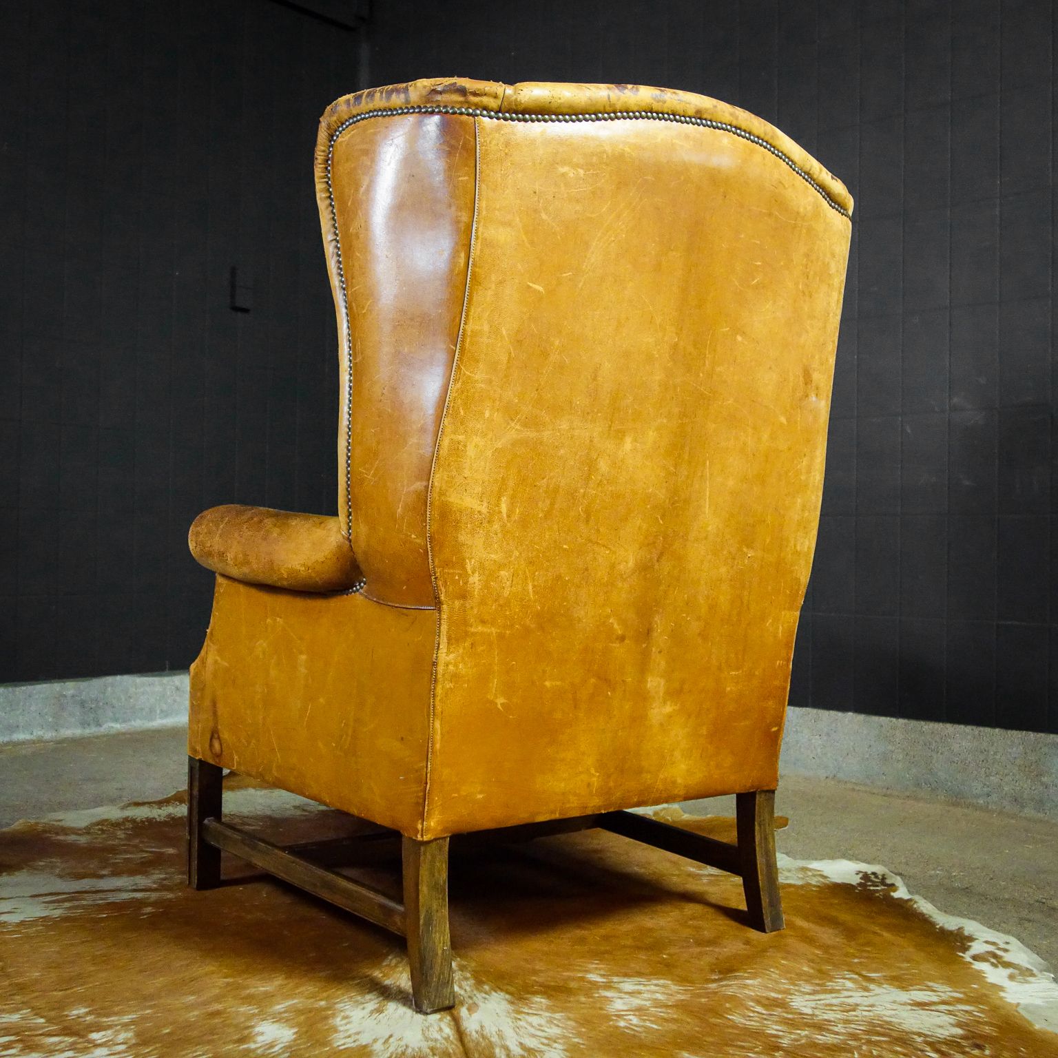 Leren Ear Fauteuil – Bruin, Vintage photo vinterior