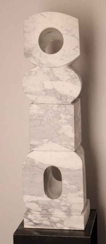 Unique Handmade Sculpture In White Marble 'Totem' By Belgian Sculptor Lieven Debrabandere photo furniture
