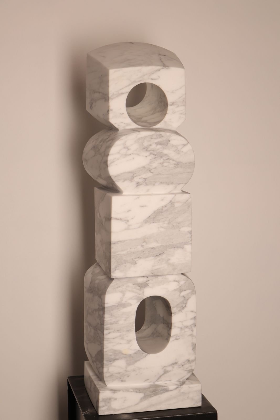 Unique Handmade Sculpture In White Marble 'Totem' By Belgian Sculptor Lieven Debrabandere photo 3875.0