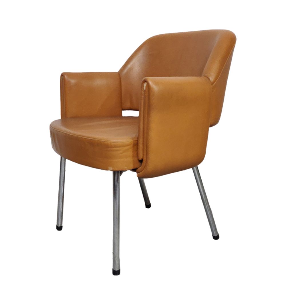 Deauville Leather Vintage Armchair By Marc And Pierre Simon For Airborne, 1960s