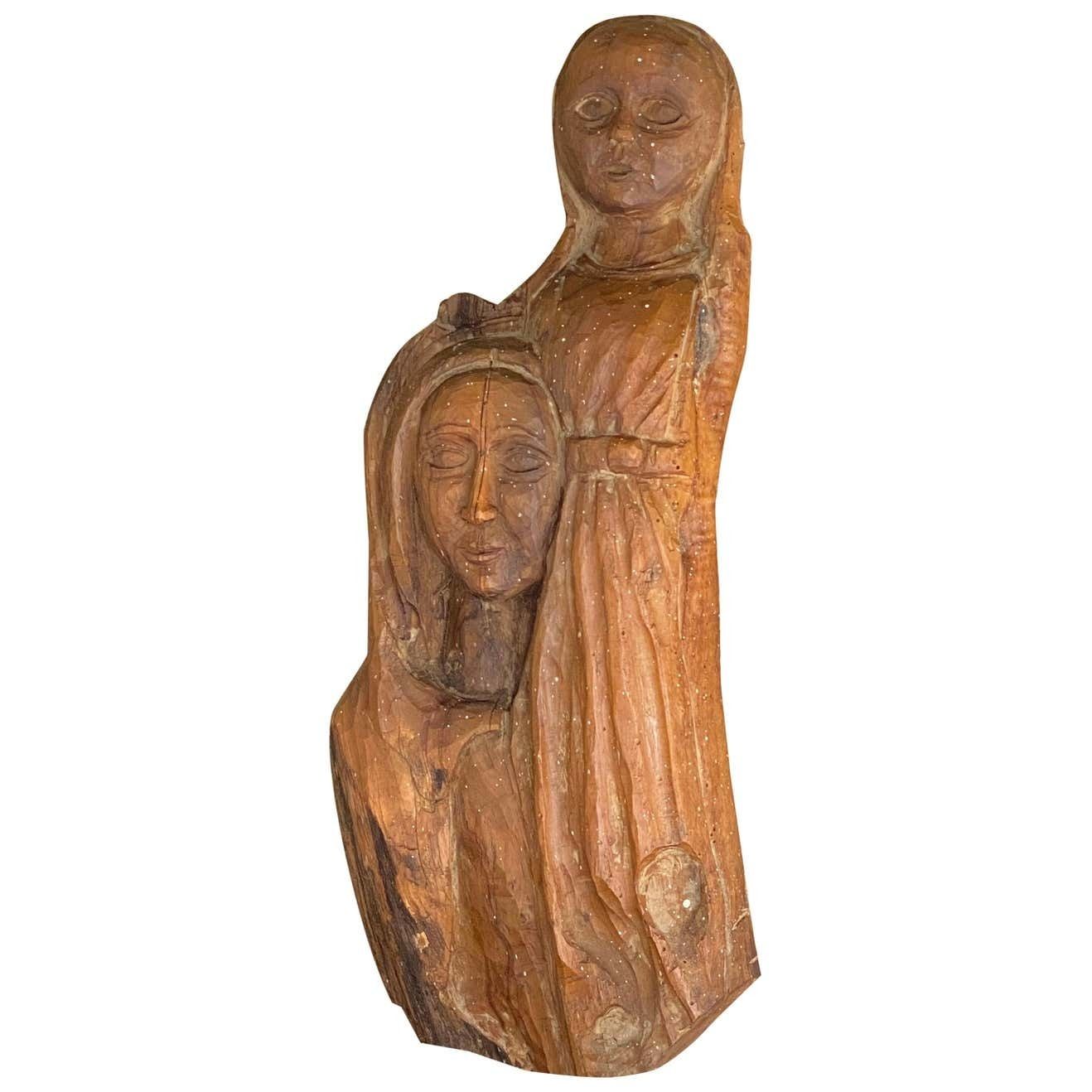 Sculpture In Wood, Old Patina, France 1970