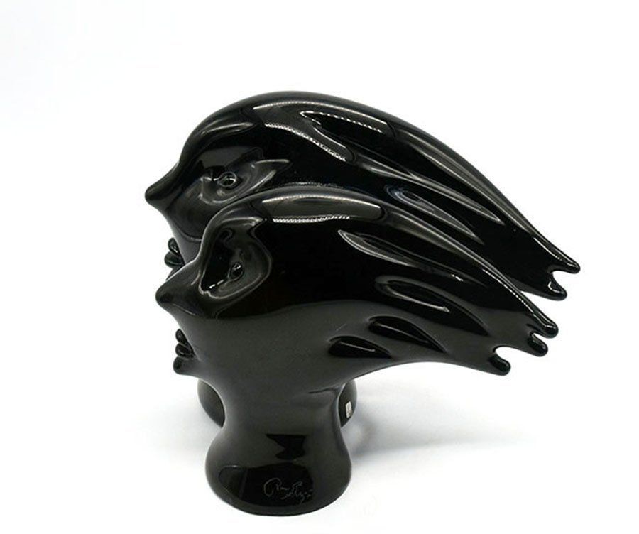 Murano Heads Sculpture In Black Glass By Sergio Rossi, 1970s photo 2996.0