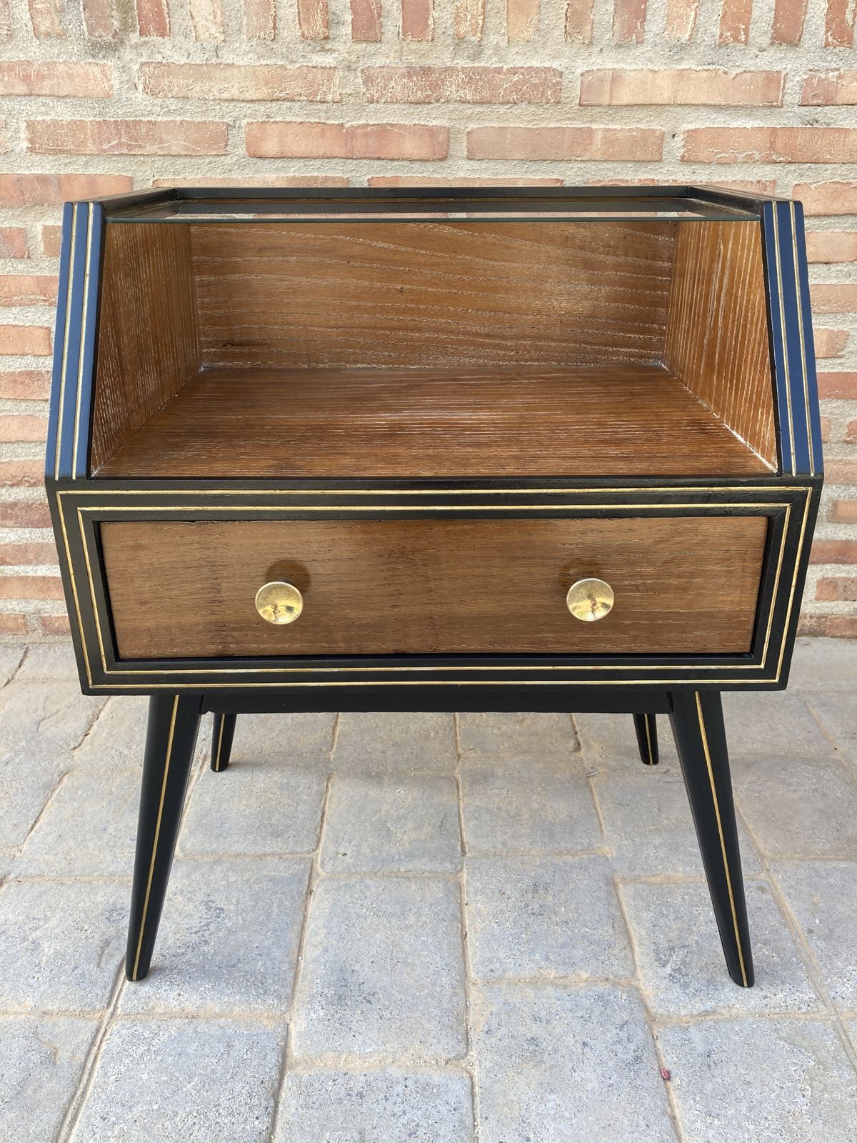 Mid Century Italian Nightstands With Glass, 1960s, Set Of 2 photo 1828.0